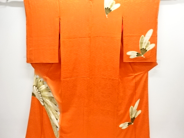 JAPANESE KIMONO / ANTIQUE KIMONO / SILK / MON KINSHA / KIKU